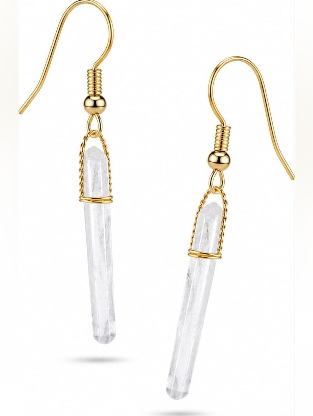 Clear Quartz Long Dangle Drop Earrings